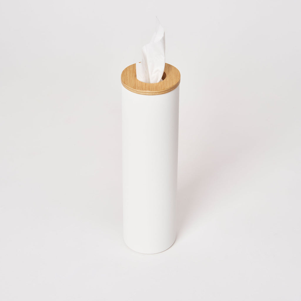 Round Tissue Case - Steel + Wood